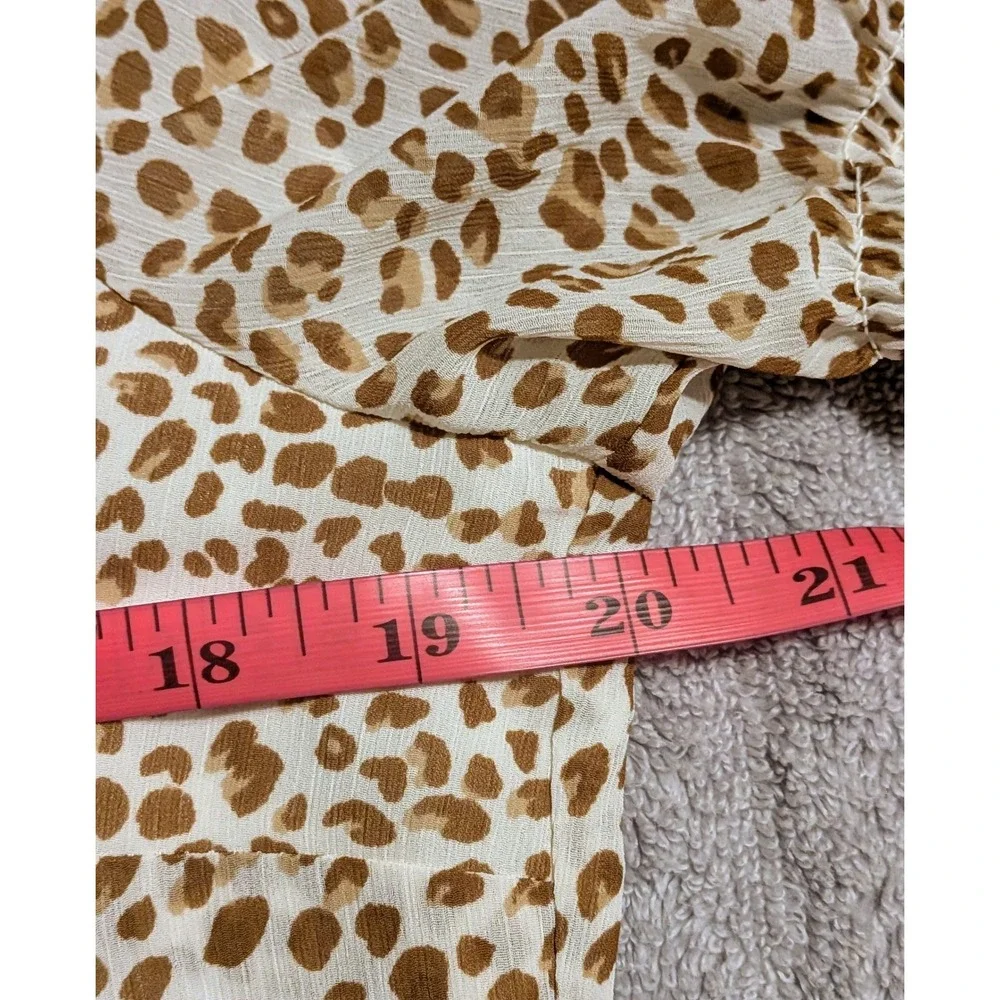 J. Crew Leopard Print Ruffle Tie Neck Short Sleeve Blouse Women's Size S NWT $80